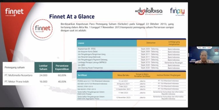 Vice Presiden Corporate Secretary PT Finnet Indonesia, Budi Teguh Prakoso memaparkan Finnet/Repro
