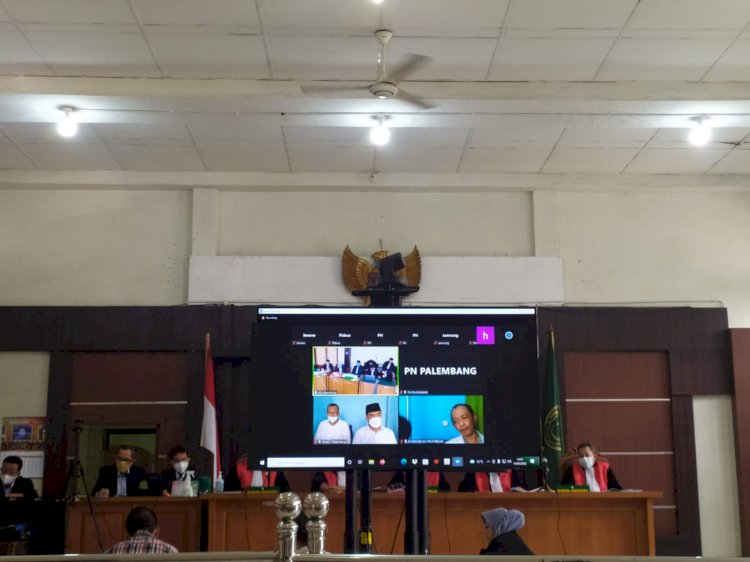 Sidang lanjutan dugaan Tipikor Pembangunan Masjid Sriwijaya digelar di Pengadilan Tipikor Palembang dengan agenda mendengarkan keterangan saksi. (Yosep Indra Praja/Rmolsumsel.id). 