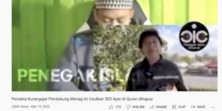Tangkapan layar unggahan NU Garis Lurus soal video diduga pendeta meminta 300 ayat Al Quran dihapus/Net