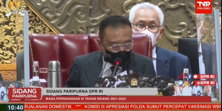 Wakil Ketua DPR RI Sufmi Dasco Ahmad saat memimpin Rapat Paripurna, Selasa (15/3). (Ist/rmolsumsel.id)
