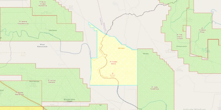 Peta IUP PT Trimata Benua ditunjukkan pada areal berwarna kuning terang. (Kementerian ESDM)