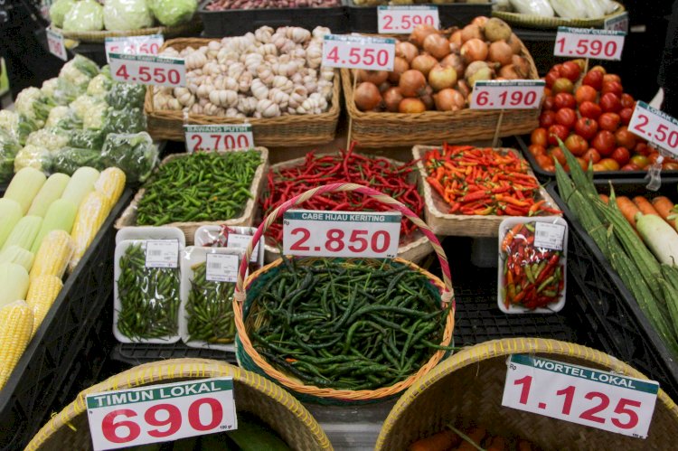 Bahan pokok yang dijual di Pasar Tradisional di Palembang. (Humaidy Kennedy/rmolsumsel.id)