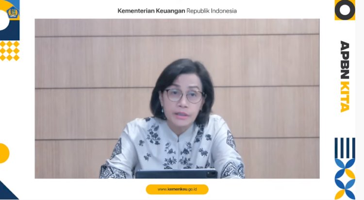 Menteri Keuangan Sri Mulyani Indrawati dalam Konferensi Pers APBN Kita, Senin (28/3). (Ist/rmolsumsel.id)