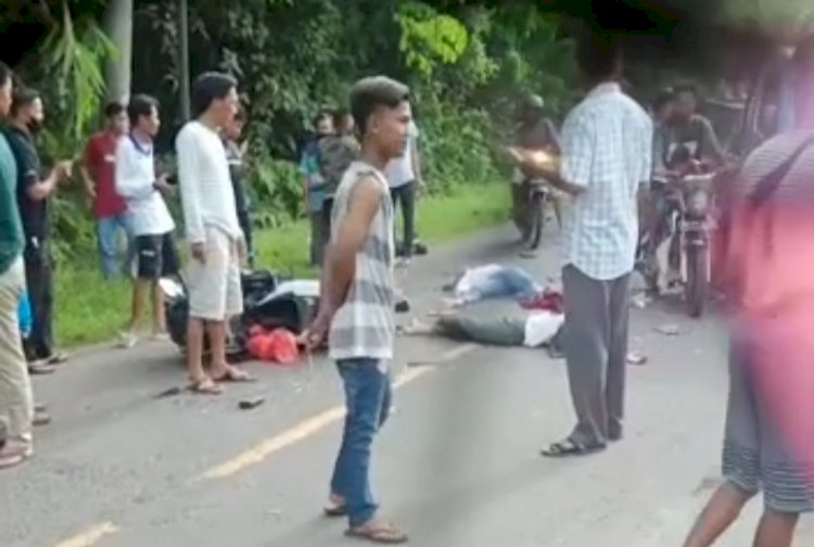 Kecelakaan lalu lintas terjadi di Jalan Lintas Betung-Sekayu yang menyebabkan tiga orang nyaris tewas. (Istilah/tangkapan layar). 