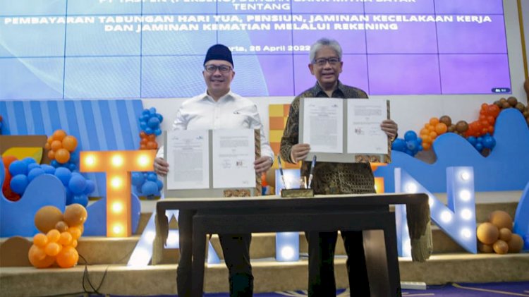 Penandatanganan kerjasama antara bank bjb dan PT Taspen di kantor Pusat Taspen, Senin, 25 April 2022./Dok