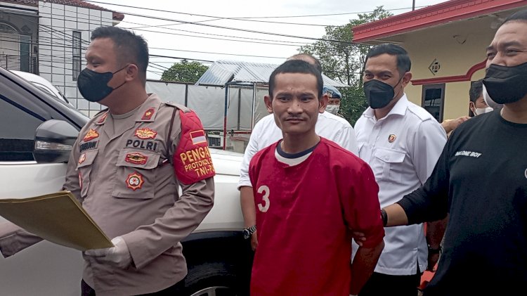 Silai Lima (28) yang melakukan aksi pencurian kendaraan roda empat di Palembang diamankan polisi. (Mita Rosnita/RmolSumsel.id). 