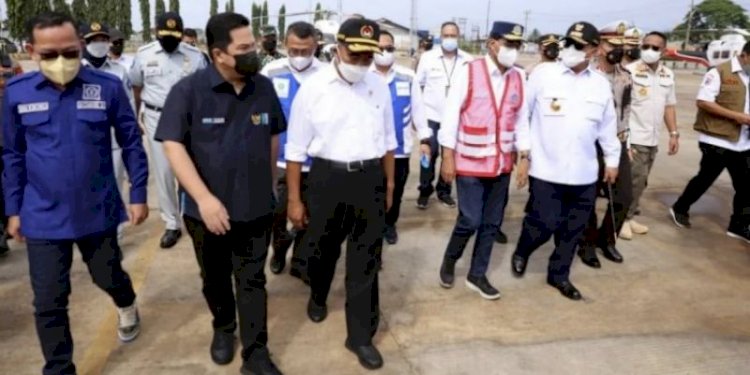 TInjauan langsung tiga menteri di Pelabuhan Panjang, Bandar Lampung. (Istimewa/rmolsumsel.id)