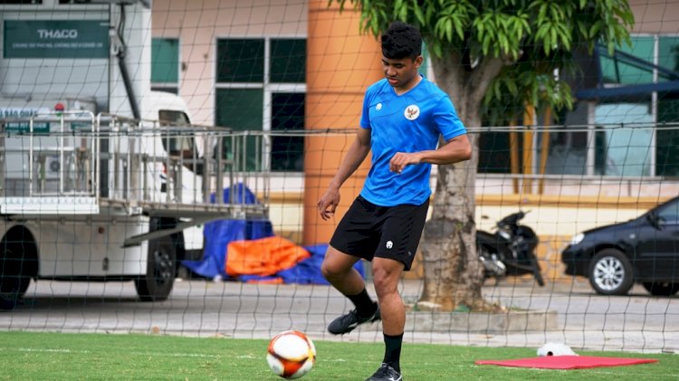 Bek kanan timnas U23 Indonesia Asnawi Mangkualam sudah bergabung dengan rekan-rekannya di Vietnam. (PSSI/rmolsumsel.id)