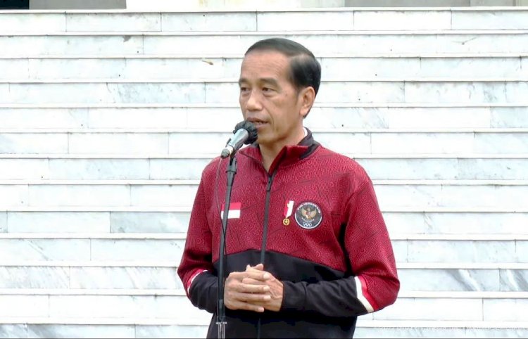 Presiden Joko Widodo saat melepas kontingen Indonesia ke SEA Games XXXI Vietnam, Senin (9/5). (Ist/rmolsumsel.id)
