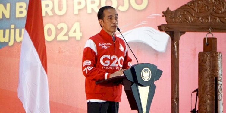 Presiden Joko Widodo saat memberikan arahan pada Rakernas V Projo di Borobudur, Magelang, Jawa Tengah. (Ist/rmolsumsel.id)