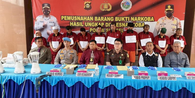 Direktorat Reserse Narkoba (Ditresnarkoba) Kepolisian Daerah (Polda) Sumatera Selatan (Sumsel) Musnakan 11,6 Kg Sabu dari Ungkap Kasus 9 Laporan Polisi/ist