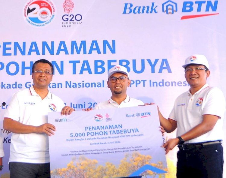 BTN dan PPATK Tanam 5.000 Bibit Pohon Tabebuya di Lombok./Ist