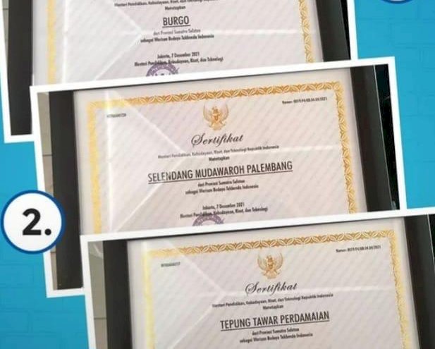 Burgo, Selendang Munawaroh dan Tepung Tawar Perdamaian Dapat Sertifikat  WBTB Dari Kemendikbudristek/ist