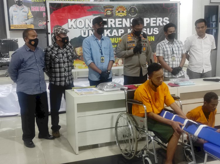Geris pelaku pembunuhan di Bayung Lencir Muba ditangkap polisi. (Amarullah Diansyah/Rmolsumsel.id). 