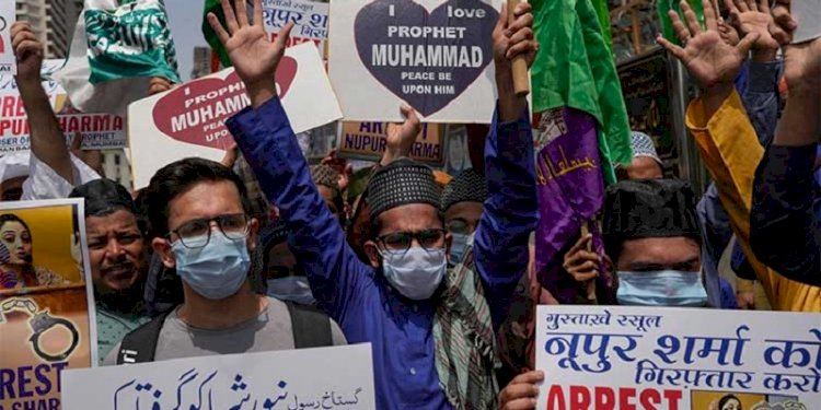 Aksi protes terhadap komentar penghinaan Nabi Muhammad di India pada 10 Juni 2022. (ist/rmolsumsel.id)