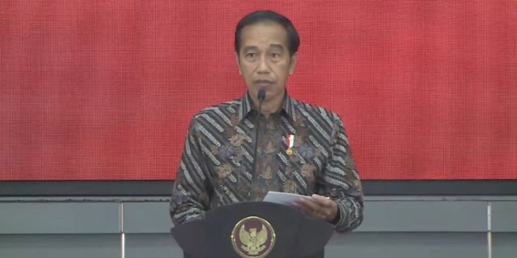 Presiden Republik Indonesia, Joko Widodo saat sambutan dalam Rakernas II PDIP di Lenteng Agung, Jakarta Selatan/Repro.