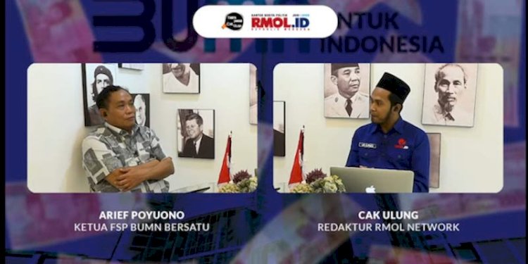 Ketua FSP BUMN Bersatu Arief Poyuono di acara Tanya Jawab Cak Ulung bertajuk 