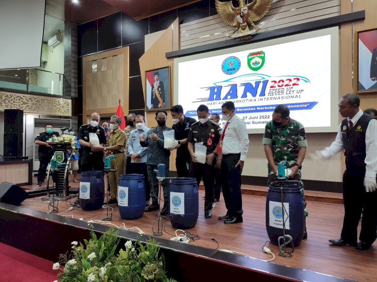 Kepala BNNP Sumsel, Brigjen Polisi Djoko Prihadi menghadiri peringatan Hari Anti Narkoba Internasional (HANI) 2022. (Humaidy Aditya Kenedy/Rmolsumsel.id). 