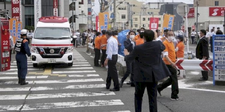 Lokasi ketika mantan Perdana Menteri Jepang Shinzo Abe ditembak di Kota Nara pada Jumat, 8 Juli 2022/Kyodo