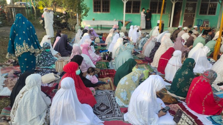 Suasana salat Iduladha di  Komplek Muhammadiyah Pelawaran, Kecamatan Muara Enim, Kabupaten Muara Enim. (Noviansyah/rmolsumsel.id)