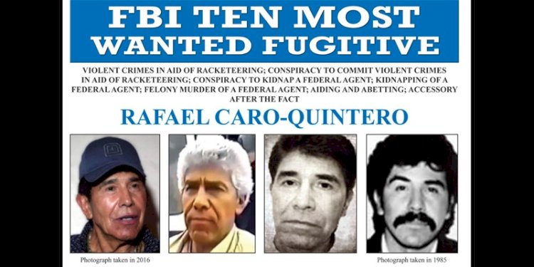 Gambar yang dirilis oleh FBI ini menunjukkan poster buronan Rafael Caro-Quintero. (AP)/Net