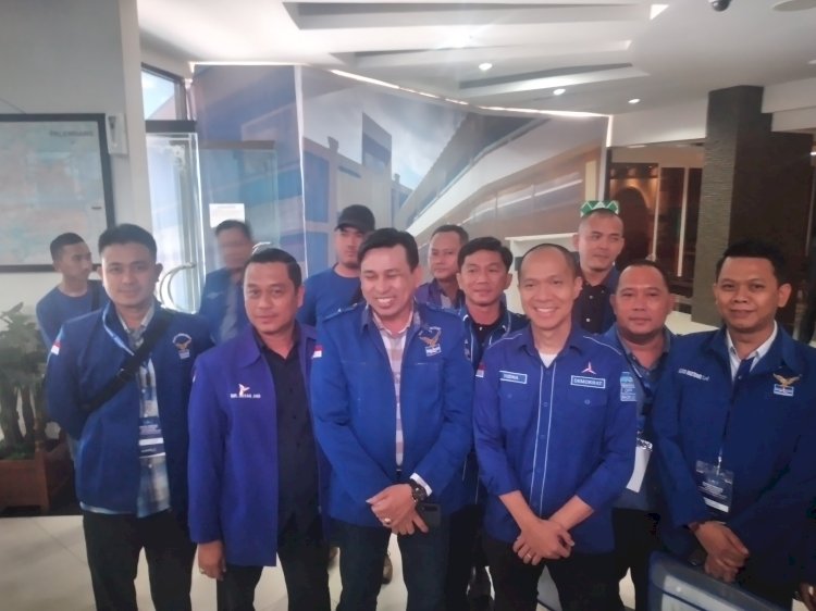 Yudha Pratomo Mahyudin terpilih secara aklamasi sebagai Ketua DPC Partai Demokrat Kota Palembang dalam Musyawarah Cabang (Muscab) IV tahap ke-2 partai Demokrat serentak di Hotel Swarnadwipa Palembang, Sabtu (16/7). (Dudy Oskandar/rmolsumsel.id)