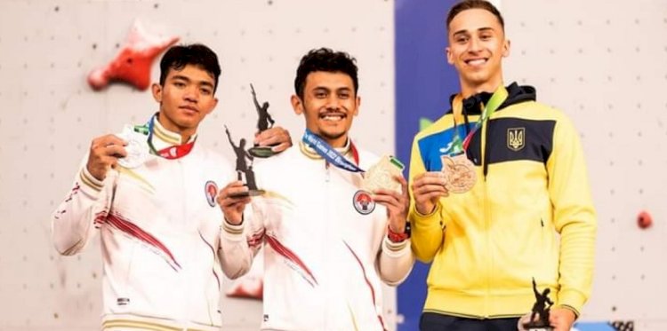 Dua atlet panjat tebing Indonesia, Veddriq Leonardo dan Kiromal Katibin, berhasil meraih emas dan perak di The World Game 2022 di Birmingham, Amerika Serikat, 15 Juli 2022/Net