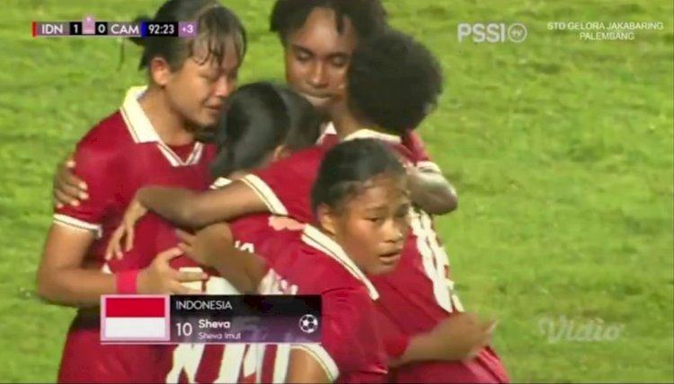 Selebrasi pemain Timnas Wanita Indonesia usai memastikan kemenangan atas Kamboja/repro
