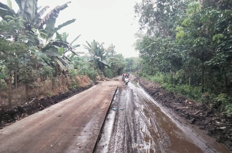Kondisi jalan di Desa Lunas Jaya yang dibangun. (Eko Jurianto/Rmolsumsel.id). 