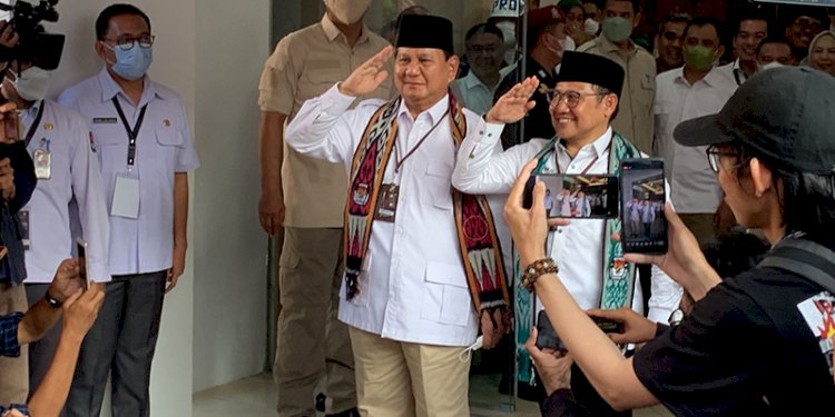 Prabowo Subianto dan Muhaimin Iskandar (Cak Imin) usai mendaftar ke KPU/RMOL