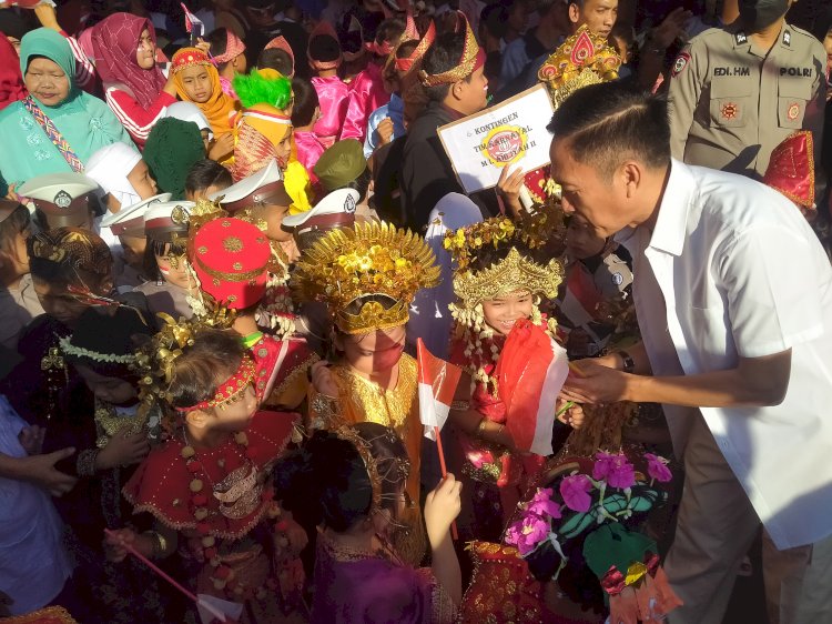 puluhan peserta mengikuti karnaval yang diselenggarakan Forkopimcam IB II Palembang. (Humaidy Aditya Kenedy/Rmolsumsel.id). 