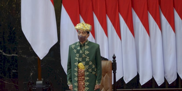 Presiden Republik Indonesia, Joko Widodo dalam sidang tahunan MPR RI di Komplek Parlemen, Senayan, Jakarta/Biro Pemberitaan Parlemen