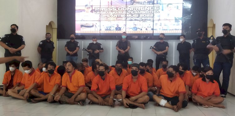 Sebanyak 45 tersangka pengedar narkoba diamankan Polrestabes Palembang. (Amizon/Rmolsumsel.id)