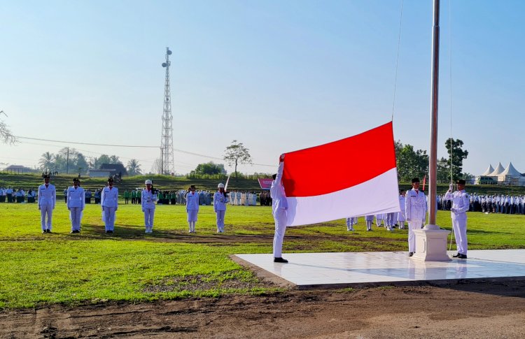 Pengibaran bendera Merah Putih di HUT ke-77 Kabupaten PALI/RMOL