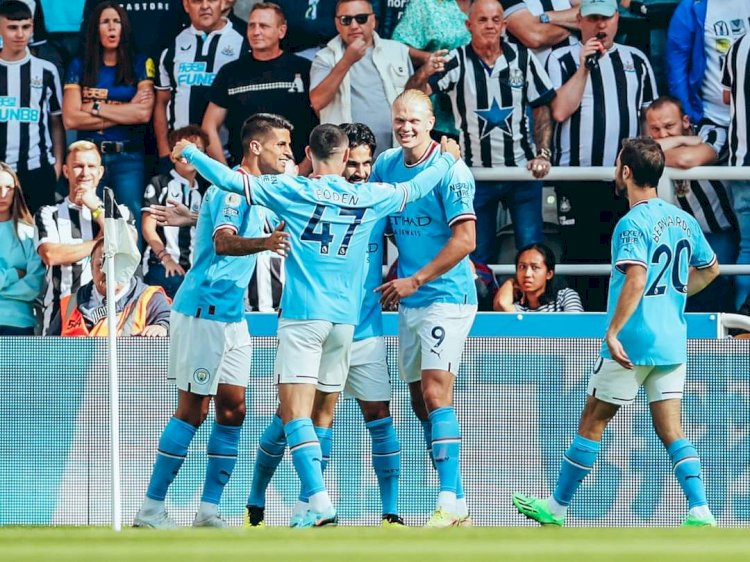 Selebrasi Ilkay Gundogan usai mencetak gol ke gawang Newcastle/net