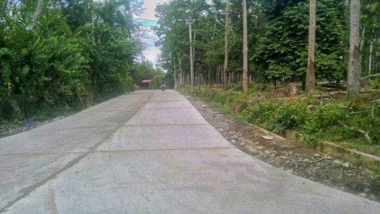 Kondisi jalan di Desa Muara ikan selesai dibangun oleh Pemkab PALI/ist