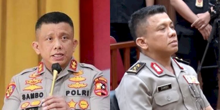 Ferdy Sambo hadiri sidang etik tanpa brevet diseragamnya (Kanan). (Istimewa/rmolsumsel.id)