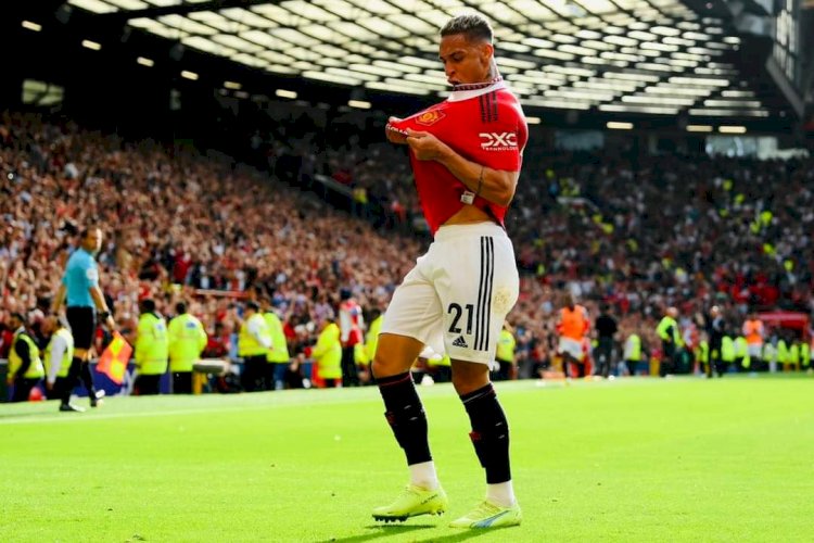 Selebrasi Anthony usai mencetak gol ke gawang Arsenal/net