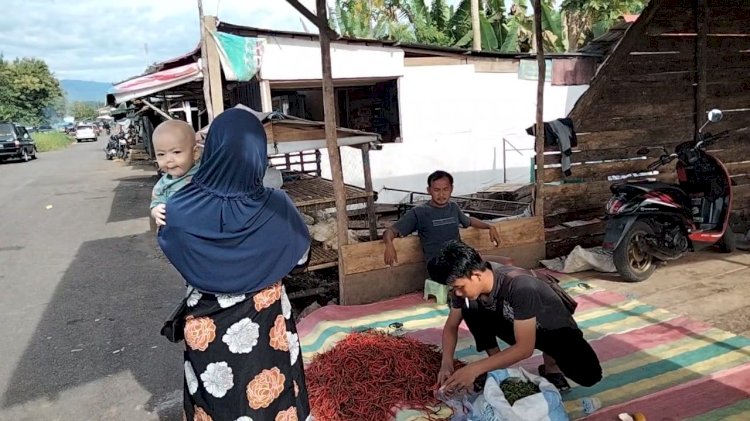 Pedagang cabai di Pasar Pulo Mas Empat Lawang. (ist/rmolsumsel.id)