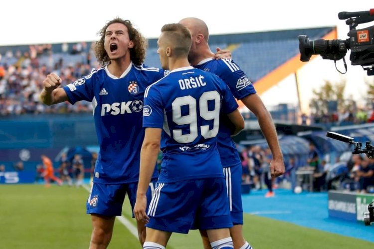 Selebrasi pemain Dinamo Zagreb, Mislav Orsic usai mencetak gol ke gawang Chelsea/ist