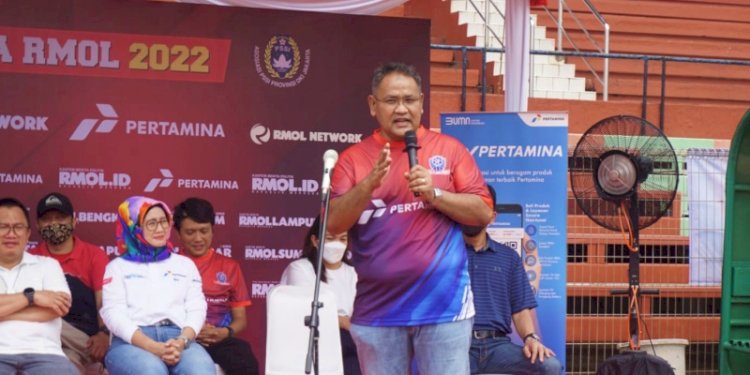 CEO RMOL Network, Teguh Santosa memberikan kata sambutan dalam pembukaan Liga RMOl/ist