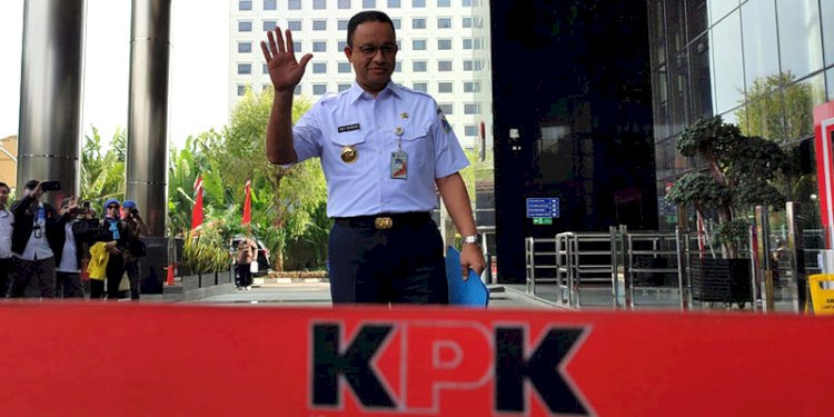 Gubernur DKI Jakarta Anies Baswedan saat menghadiri undangan permintaan keterangan oleh KPK terkait penyelenggaraan Formula E/RMOL