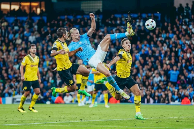 Penyerang Manchester City Erling Haaland mencetak gol penentu kemenangan/Foto: Manchester City