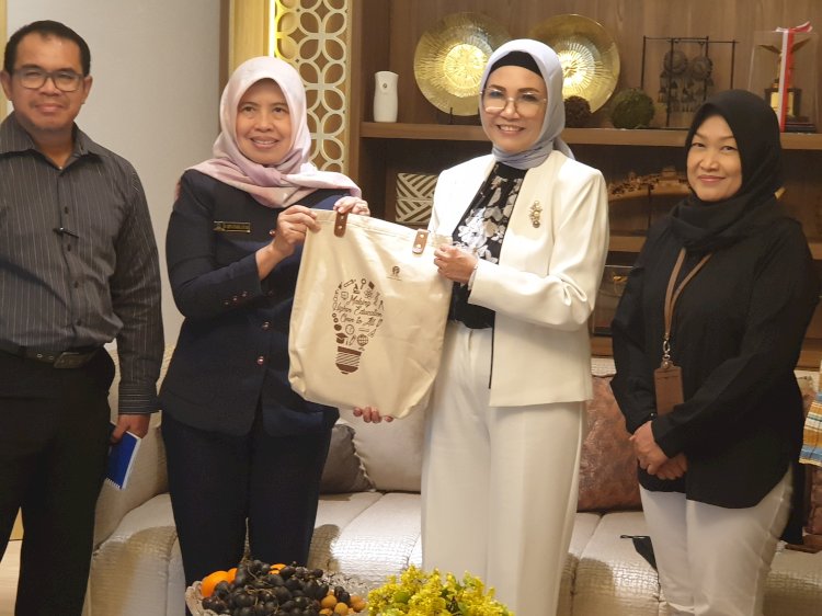 Direktur UT Palembang Dr. Meita Istianda, M.Si dalam kujungan silahturahmi dengan Ketua DPRD Sumsel RA Anita Noeringhati SH MH/ist