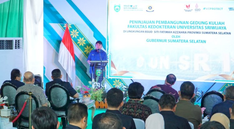 Gubernur Sumatera Selatan Herman Deru dalam sambutanya saat meninjau pembangunan Gedung Kuliah FK Unsri/ist