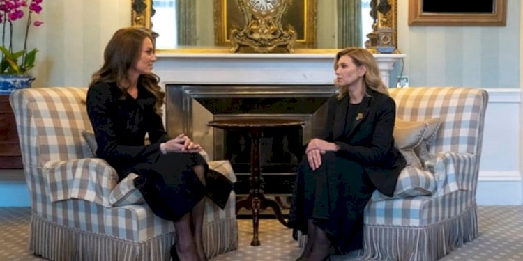 Ibu Negara Ukraina Olena Zelenska bertemu Putri Wales, di Istana Buckingham/Net