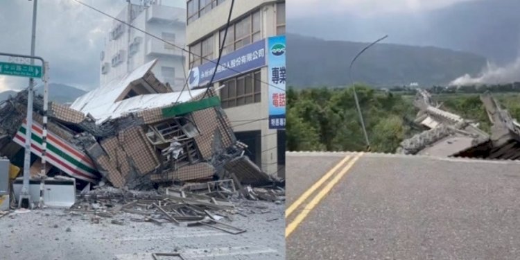 Kerusakan akibat gempa di Taiwan/Net