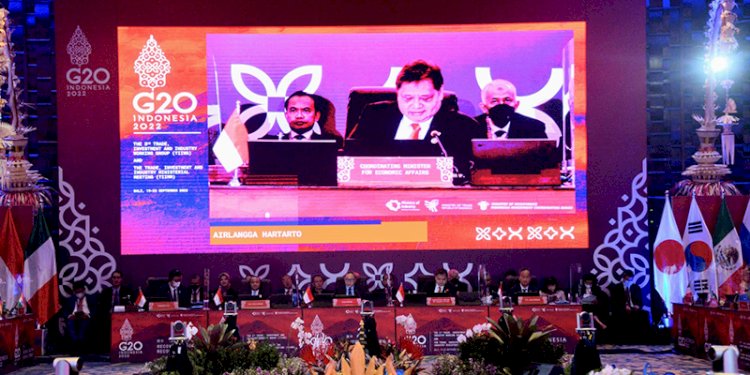 Menko Perekonomian Airlangga Hartarto dalam Trade, Investment, and Industry Ministerial Meeting di Nusa Dua Bali, Kamis (22/9)/Ist