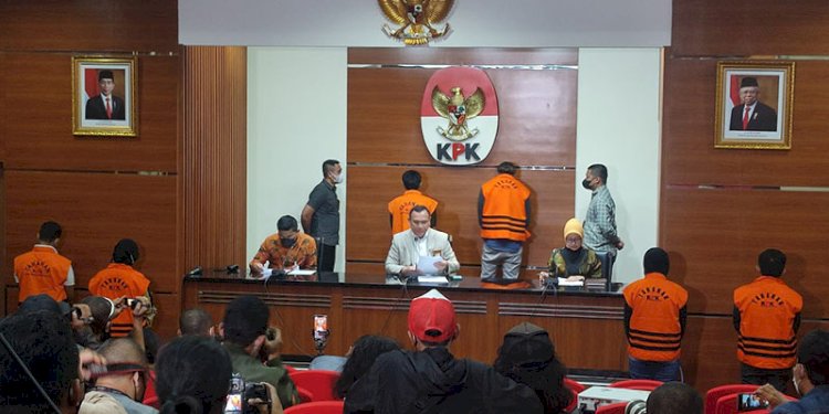 Konferensi pers KPK terkait kasus penanganan perkara di Mahkamah Agung, Jumat dinihari (23/9)/RMOL