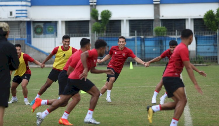 Timnas Indonesia menjalanai sesi latihan/Foto:PSSI